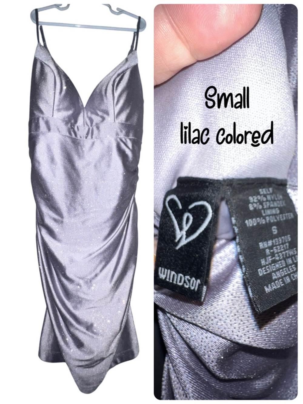 Windsor Lilac Satin Slip Dress with Sparkle